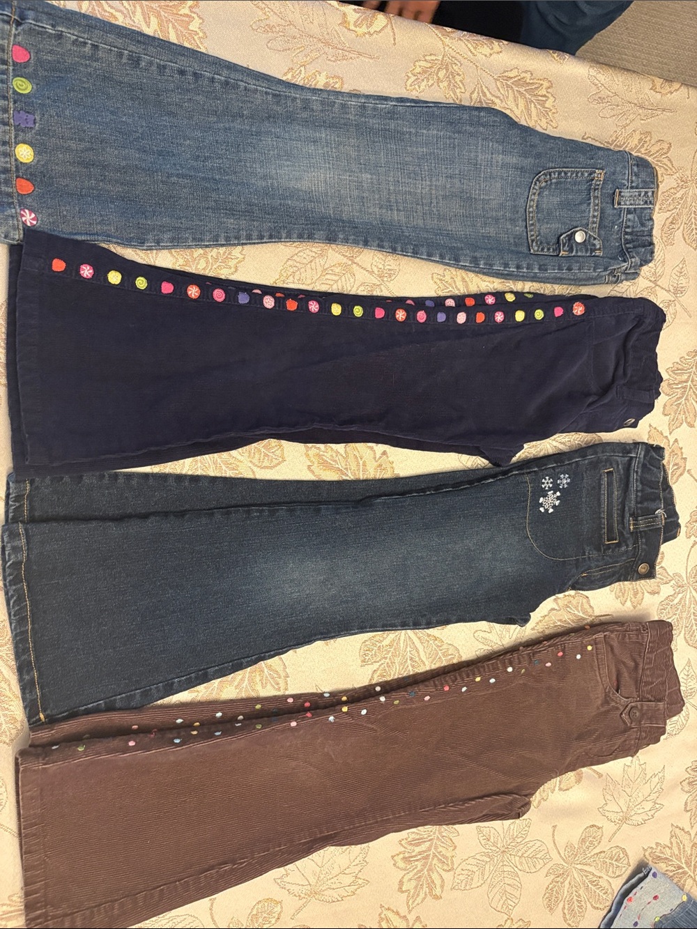 Gymboree Navy Corduroy Jeans with Multicolor Dot Trim